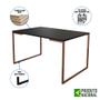 Imagem de Mesa de Jantar Industrial 6 Lugares Preta 140x90 Base Aço Cobre 