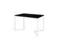 Imagem de Mesa de Jantar Industrial Base Ferro Branco em  V  Tampo 137x90 Preto 4 Cadeiras Eames Madeira Assento Preto