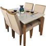 Imagem de Mesa de Jantar Londrina 120x80cm com 4 Cadeiras Rufato Cor Imbuia Off White com Tecido Bege