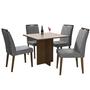 Imagem de Mesa de Jantar Los Angeles 120x80cm com 4 Cadeiras Minas Plac Cor Canela Off White com Tecido Cinza