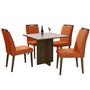 Imagem de Mesa de Jantar Los Angeles 120x80cm com 4 Cadeiras Minas Plac Cor Canela Off White com Tecido Cobre