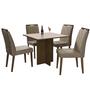 Imagem de Mesa de Jantar Los Angeles 90x90cm com 4 Cadeiras Minas Plac Cor Canela Off White com Tecido Bege