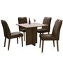 Imagem de Mesa de Jantar Los Angeles 90x90cm com 4 Cadeiras Minas Plac Cor Canela Off White com Tecido Marrom