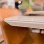 Imagem de Mesa de Jantar Luna Tampo Retangular Off White 1,40 M com Base em Madeira