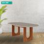 Imagem de Mesa De Jantar Oval 100X210cm Tampo Mdf/Vidro Valentina Cimol Cinamomo/Off White