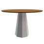 Imagem de Mesa De Jantar Para 4 Lugares 1,20m Tampo Redondo Sem Vidro Isis Cor Off White Imbuia New Ceval