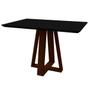 Imagem de Mesa De Jantar Para 4 Lugares Tampo Retangular Com Vidro 1,20m Lectus Madeira Maciça Amêndoa Preto New Ceval