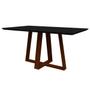 Imagem de Mesa De Jantar Para 4 ou 6 Lugares Tampo Retangular Com Vidro 1,60m Lectus Madeira Maciça Cor Amendoa Preto New Ceval