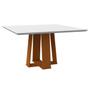 Imagem de Mesa De Jantar Para 6 Lugares 1,35m Tampo Chanfrado Com Vidro Valencia Cor Ypê Off White New Ceval