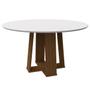 Imagem de Mesa De Jantar Para 6 Lugares 1,35m Tampo Redondo Com Vidro Colado Isabela  Cor Imbuia Off White New Ceval