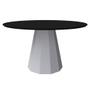 Imagem de Mesa De Jantar Para 6 Lugares 1,35m Tampo Redondo Com Vidro Isis Off White Preto New Ceval