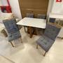 Imagem de Mesa de Jantar Pedro 120x80cm com 4 Cadeiras Art Assentos Cor Mel Off White com Assento Cinza