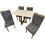 Imagem de Mesa de Jantar Pedro 120x80cm com 4 Cadeiras Art Assentos Cor Mel Off White com Assento Cinza