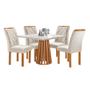 Imagem de Mesa de Jantar Quadrada 100x100cm Kansas Cinamomo/off White com 4 Cadeiras Arthus - Suede Cru