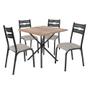 Imagem de Mesa de Jantar Quadrada com 4 Cadeiras Aço 75cm Preto Carvalho Caspian Jm Móveis