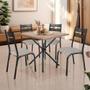 Imagem de Mesa De Jantar Quadrada Com 4 Cadeiras Aço 75cm Preto Carvalho Caspian Shop Jm