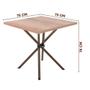 Imagem de Mesa de Jantar Quadrada com 4 Cadeiras em Aço Bronze Carvalho com Estofado Bege Geométrico Fione