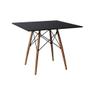 Imagem de Mesa de Jantar Quadrada Eames Eiffel 90cm Preta Base Madeira