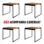 Imagem de Mesa de Jantar Quadrada Industrial Salt Lake Carvalho e Preta 80 x 80cm para 4 lugares Cozinha
