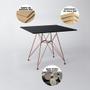 Imagem de Mesa de Jantar Quadrada Preta 90cm com 4 Cadeiras Eames Eiffel Preta Base de Ferro Cobre