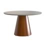 Imagem de Mesa de Jantar Redonda 140cm Liz com Tampo Vidro Off White Base Cone Amadeirado CCS