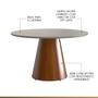 Imagem de Mesa de Jantar Redonda 140cm Liz com Tampo Vidro Off White Base Cone Amadeirado CCS
