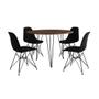 Imagem de Mesa de Jantar Redonda 90cm Amêndoa Clips 3 Pés com 4 Cadeiras Eames Eiffel Pretas Ferro Preto