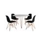 Imagem de Mesa de Jantar Redonda 90cm Branco Clips 3 Pés com 4 Cadeiras Eames Eiffel Pretas Base Cobre