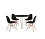 Imagem de Mesa de Jantar Redonda 90cm Preta Clips 3 Pés com 4 Cadeiras Eames Eiffel Pretas Base Cobre