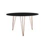 Imagem de Mesa de Jantar Redonda 90cm Preta Clips 3 Pés com 4 Cadeiras Eames Eiffel Pretas Base Cobre