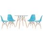 Imagem de Mesa de jantar redonda com tampo de vidro Eames 80 cm + 4 cadeiras Eiffel DSW