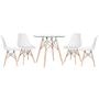 Imagem de Mesa de jantar redonda com tampo de vidro Eames 80 cm + 4 cadeiras Eiffel DSW
