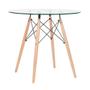 Imagem de Mesa de jantar redonda com tampo de vidro Eames 80 cm + 4 cadeiras Eiffel DSW