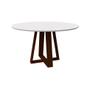 Imagem de Mesa de Jantar Redonda com Tampo de Vidro Vitoria Off White e Amêndoa 135 cm