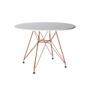 Imagem de Mesa de Jantar Redonda Eames Eiffel 90cm Branca com 4 Poltronas Brancas Ferro Cobre
