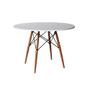 Imagem de Mesa de Jantar Redonda Eiffel Eames em Madeira 110cm Branca com 4 Poltronas Brancas