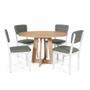 Imagem de Mesa de Jantar Redonda Montreal Jade com 4 Cadeiras Estofadas Ella Branco/Cinza