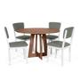 Imagem de Mesa de Jantar Redonda Montreal Noronha com 4 Cadeiras Estofadas Ella Branco/Cinza