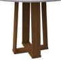 Imagem de Mesa de Jantar Redonda Tampo com Vidro Lara 120 cm Off White Base Imbuia - D'Rossi