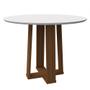 Imagem de Mesa de Jantar Redonda Tampo com Vidro Lara 120 cm Off White Base Imbuia - D'Rossi