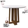 Imagem de Mesa de Jantar Redonda Tampo com Vidro Lara 120 cm Off White Base Imbuia - D'Rossi