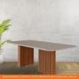 Imagem de Mesa De Jantar Retangular 210X100cm Tampo Mdf/Vidro Ester Cimol Cinamomo/Off White