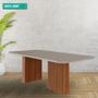 Imagem de Mesa De Jantar Retangular 210X100cm Tampo Mdf/Vidro Ester Cimol Cinamomo/Off White