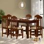 Imagem de Mesa De Jantar Retangular 6 Lugares Estofados Madeira Maciça Safira Castanho Shop JM