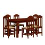 Imagem de Mesa De Jantar Retangular 6 Lugares Estofados Madeira Maciça Safira Castanho Shop JM