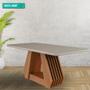 Imagem de Mesa De Jantar Retangular 90X180Cm Tampo Mdf/Vidro Agata Cimol Cinamomo/Off White