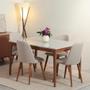 Imagem de Mesa de Jantar Retangular c/ Vidro para 4 Lugares Ella 135 cm - Natural c/ Off White Fosco