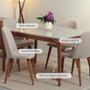 Imagem de Mesa de Jantar Retangular c/ Vidro para 4 Lugares Ella 135 cm - Natural c/ Off White Fosco
