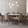 Imagem de Mesa de Jantar Retangular c/ Vidro para 8 Lugares New Lauren 208 cm - Natural c/ Off White Fosco