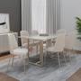 Imagem de Mesa de Jantar Retangular com Tampo de Vidro Arcadia Off White e Champagne 184 cm